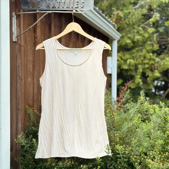 Cleo Petites tank - cream - seamed pattern detail - M - Picture 2 of 5